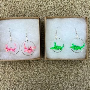 Shiny origami dragon earrings